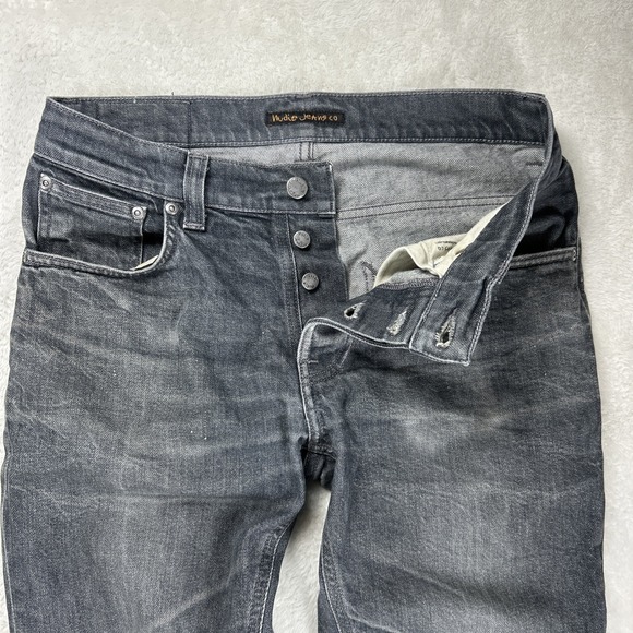 Nudie Jeans Co Grim Tim Jeans Men's 30x26 Crinkle Grey Button Fly Tag 31x32 - Picture 15 of 15